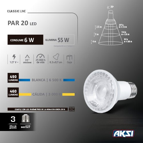 LED Par 20 / 6 W (Luz Fria) - LumyventJC