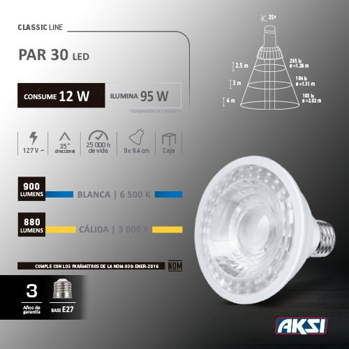 LED Par 30 / 12 W (Luz Cálida) - LumyventJC