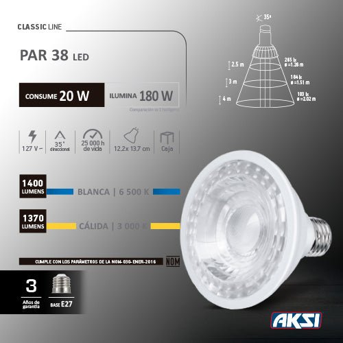 LED Par 38 / 20 W (Luz Cálido) - LumyventJC