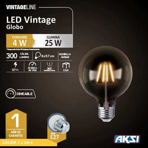 LED Vintaje Tipo Globo 4 W - LumyventJC