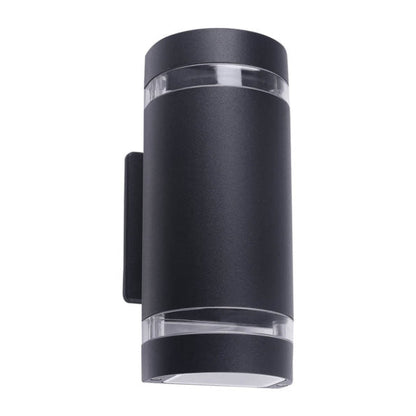 LUMINARIA PARED CILINDRO ALUMINIO NEGRA DOBLE ARO EXTERIOR BASES GU10 - LumyventJC
