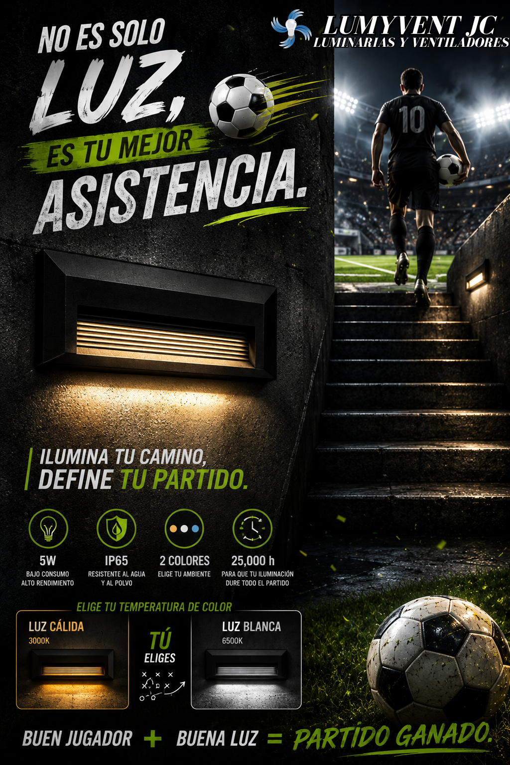 WL5NE LUMINARIO CORTESIA LED PVC PARED NEGRO EMPOTRAR/SOBREPONER 5W 127V - LumyventJC