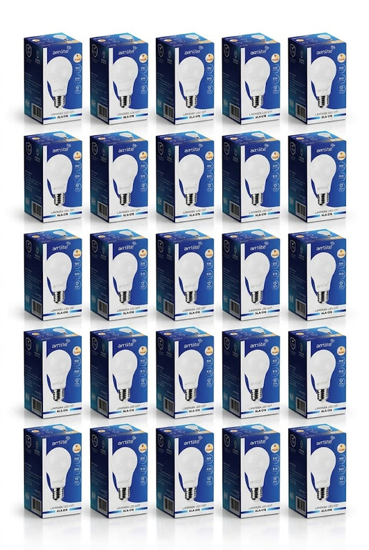 ALA-018 25 PIEZAS DE LAMPARA LED BULBO E26/E27 9W BLANCO CÁLIDO