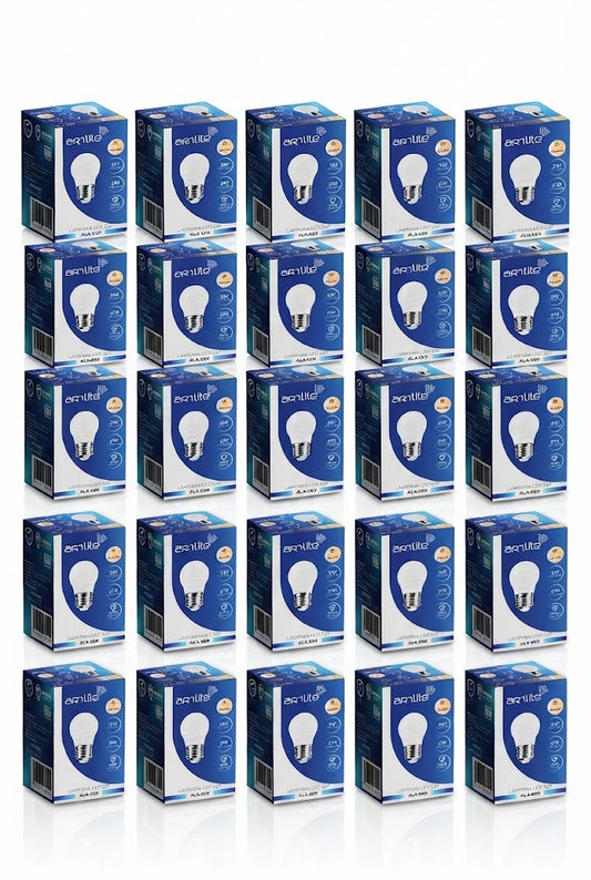 ALA-009 25 PIEZAS DE LAMPARA LED BULBO E26/E27 3W BLANCO CÁLIDO