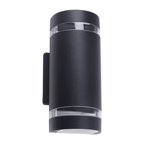 LUMINARIA PARED CILINDRO ALUMINIO NEGRA DOBLE ARO EXTERIOR BASE 2XGU10 - LumyventJC