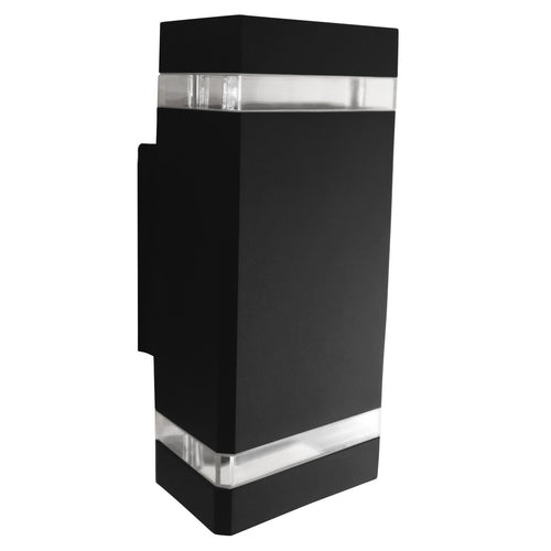 LUMINARIA PARED RECTANGULAR DOBLE ALUMINIO NEGRO EXTERIOR 2XGU10 - LumyventJC