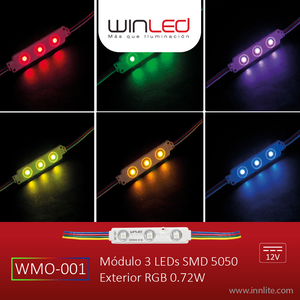 MODULOS 3 LEDS SMD5050 0.72W RGB (20 PZAS) WINLED SKU: WMO-001