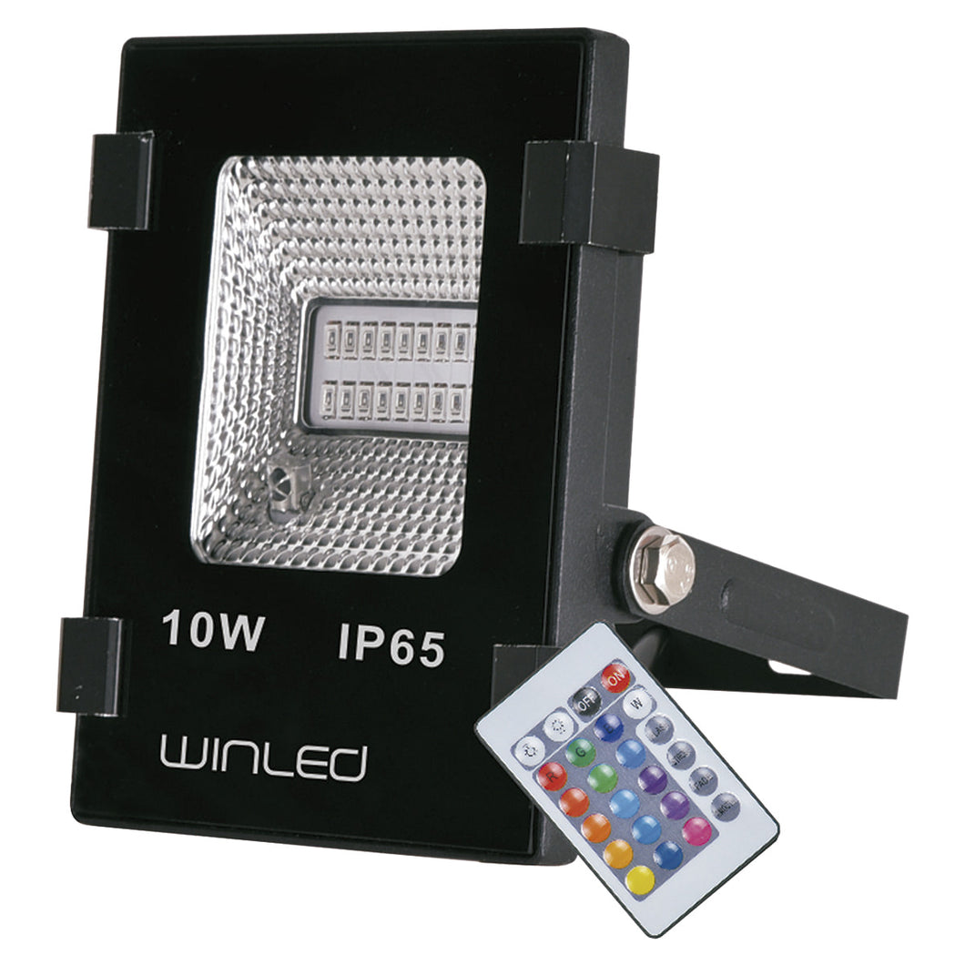 REFLECTOR LED 10W SMD RGB CON CONTROL REMOTO EXTERIOR - LumyventJC