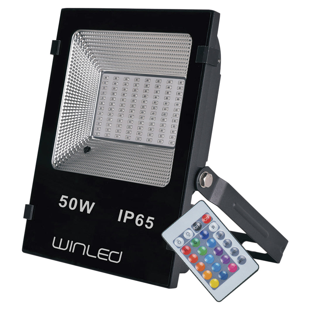 REFLECTOR LED 50W SMD RGB CON CONTROL REMOTO EXTERIOR - LumyventJC