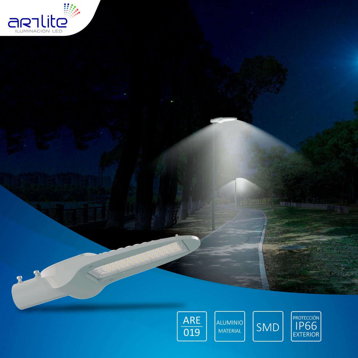 LUMINARIO LED PARA MURO TIPO CALLE ST 60W BLANCO FRIO ARTLITE SKU: ARE - 019 - LumyventJC